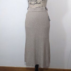 Alfani Womens Size S Fresh Almond Knee Length Ribbed Knitted Skirt